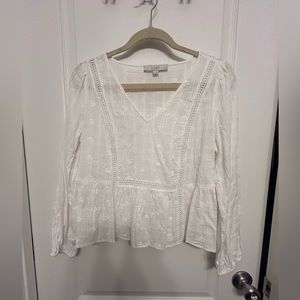 Pretty White Loft Boho Blouse. Size: Petite Medium.